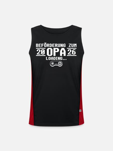Werdender Opa 2026 loading - Großvater - Funktionelles Kontrast-Tank Top für Männer  - Schwarz/Rot