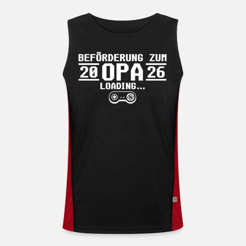 Werdender Opa 2026 loading - Großvater - Funktionelles Kontrast-Tank Top für Männer - Schwarz/Rot