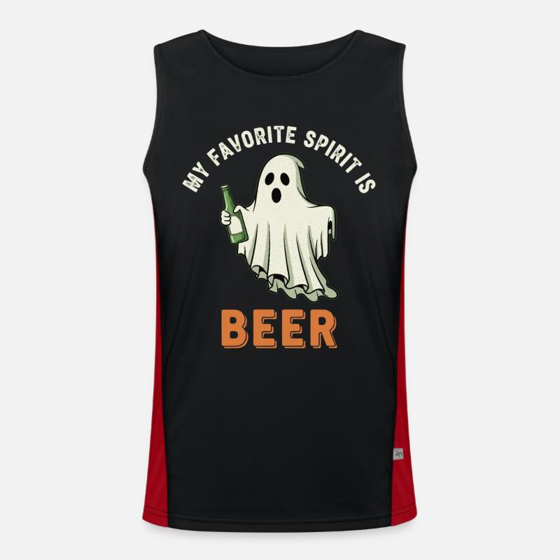 Humorous ghost drink print - Men's Functional Contrast Tank Top  - black/red