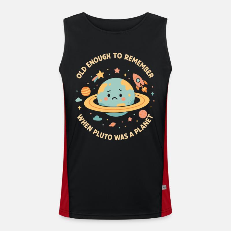 Pluto Planet Astronomy Funny Space Design - Men's Functional Contrast Tank Top  - black/red