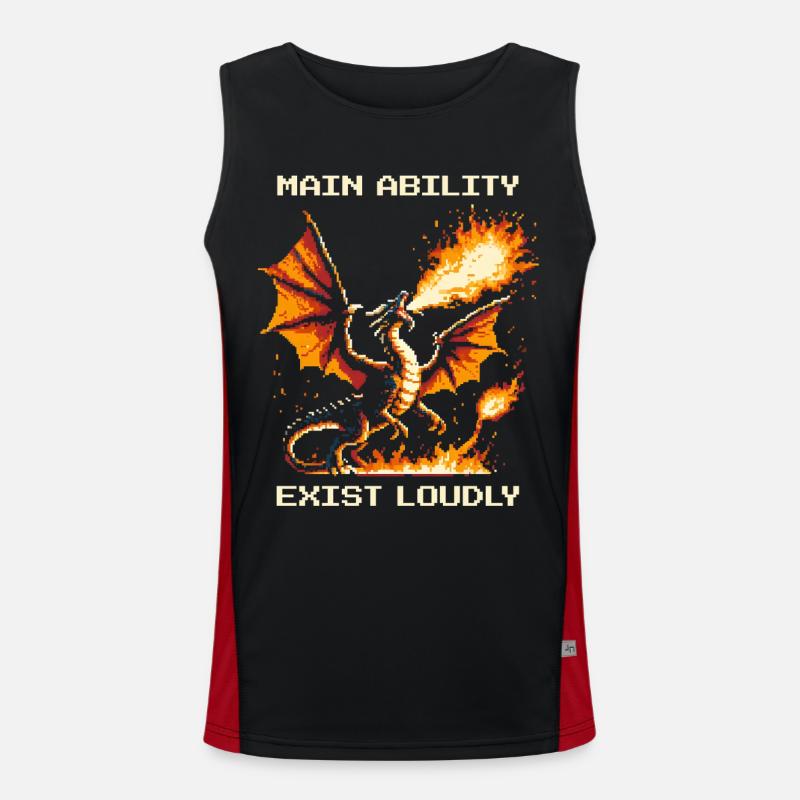 Main Ability: Exist Loud | Dragon - Men's Functional Contrast Tank Top  - black/red