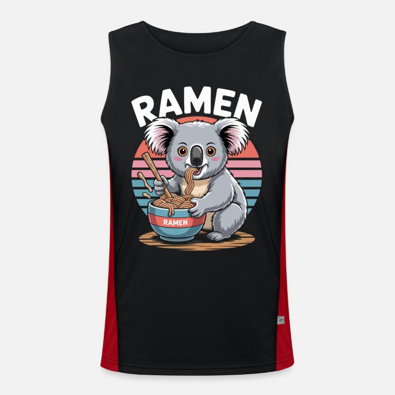 Ramen Koala at Retro Sunset - Men's Functional Contrast Tank Top - black/red