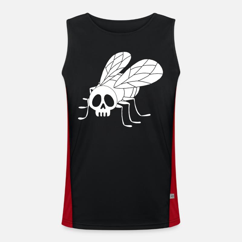 Fly Skull (White) - Men's Functional Contrast Tank Top  - black/red