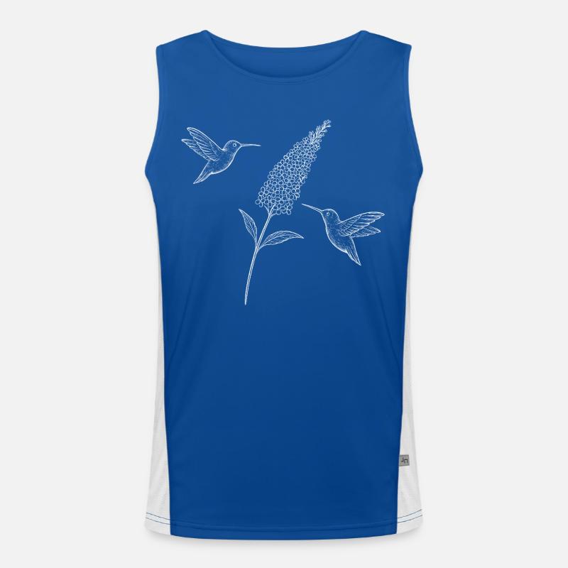 Kolibris mit Blume Boho Cottagecore Funktionelles Kontrast-Tank Top für Männer 