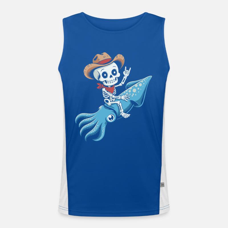 Skeleton cowboy on octopus Men's Functional Contrast Tank Top 