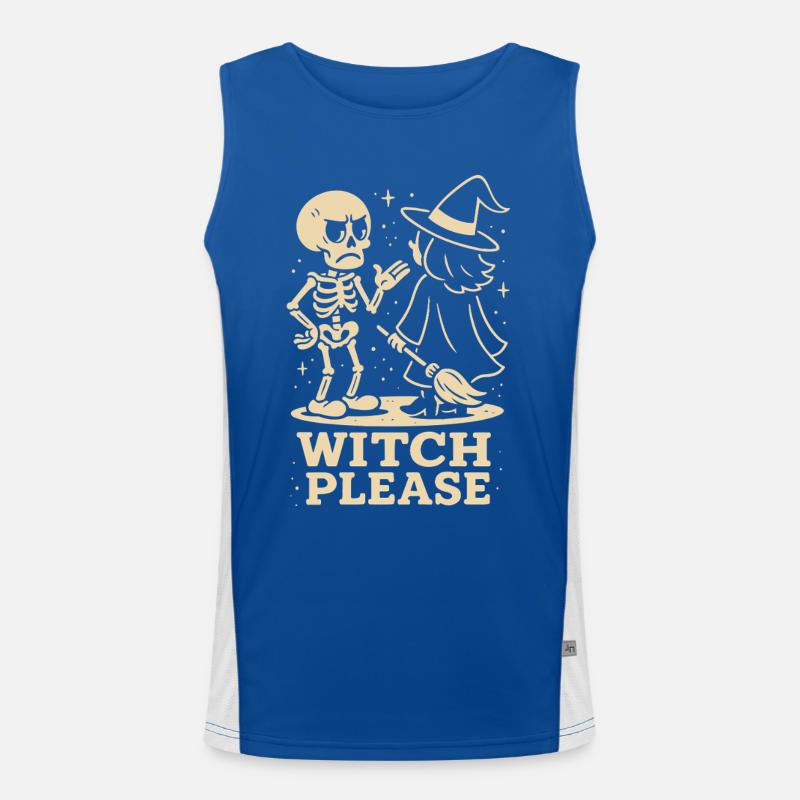 Hexe bitte Skelett Halloween Kostüm Spaß Funktionelles Kontrast-Tank Top für Männer 