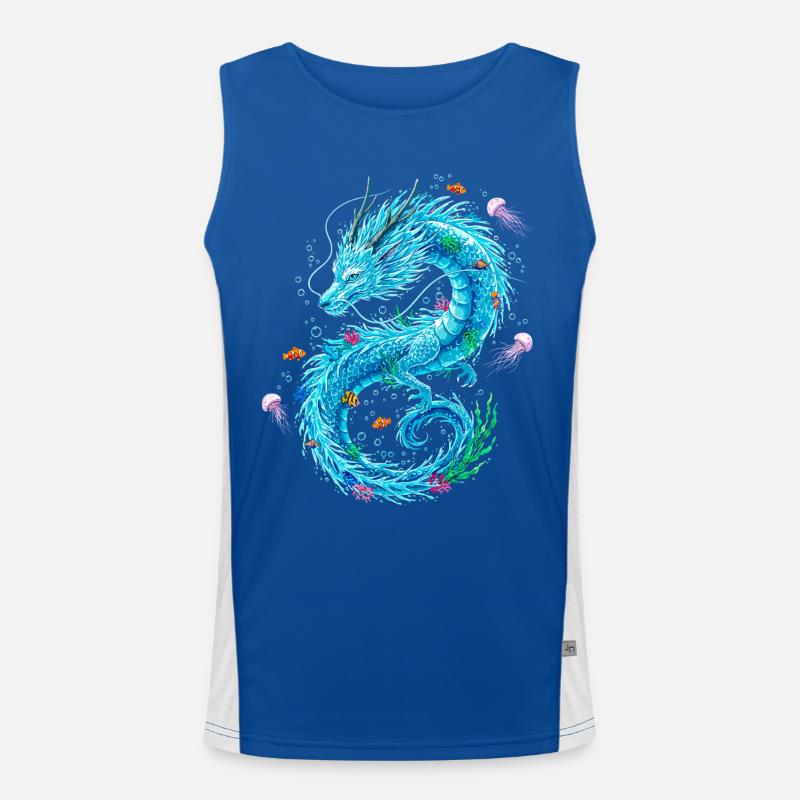 Wasserdrache mit Meeresbewohnern Funktionelles Kontrast-Tank Top für Männer 