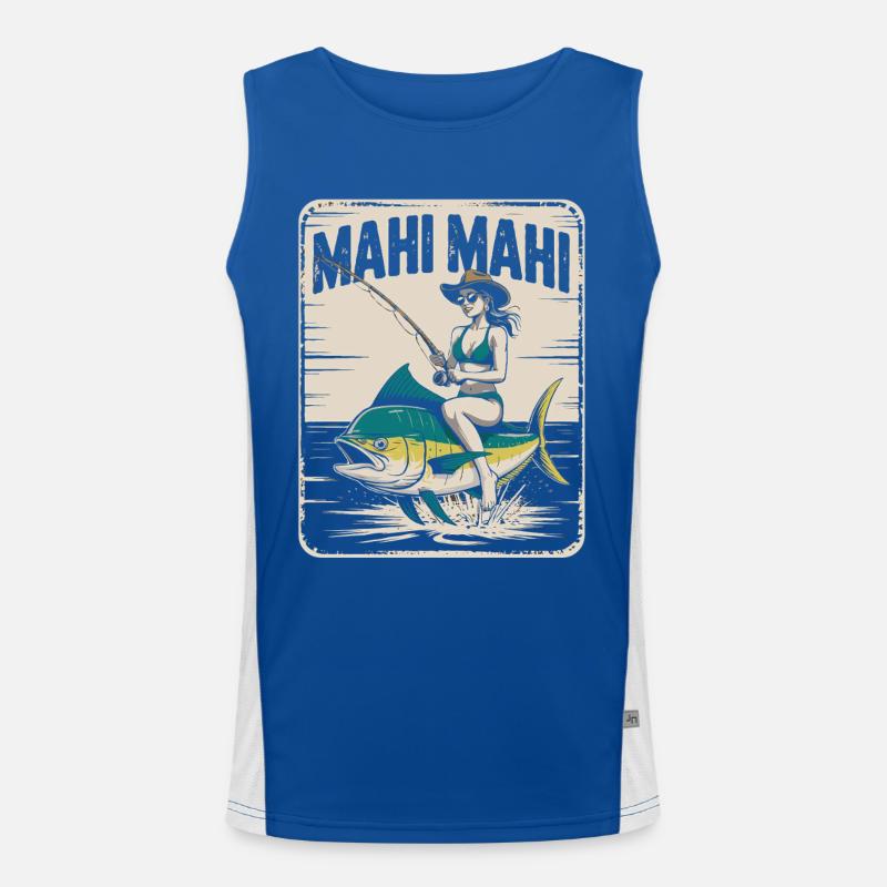 Mahi Mahi Beach Angler Retro Men's Functional Contrast Tank Top 
