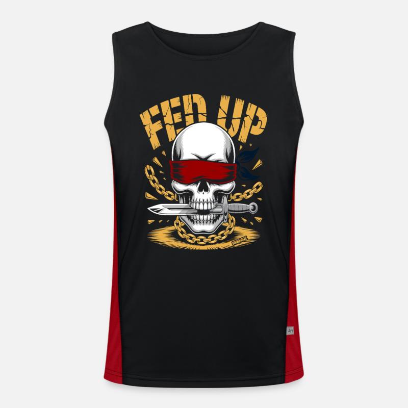 Blind skull with chain, muzzle full - Men's Functional Contrast Tank Top  - black/red