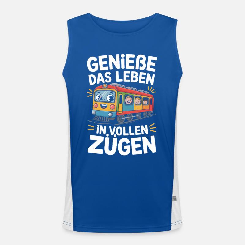 Bahn Genieße Das Leben In Vollen Zügen Eisenbahn Funktionelles Kontrast-Tank Top für Männer 