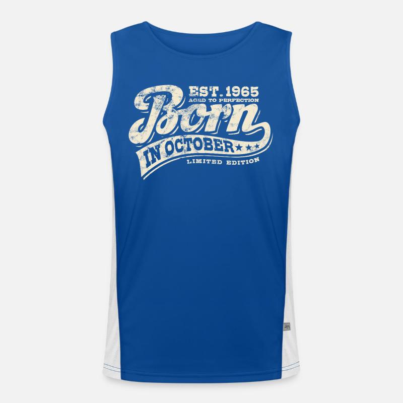 Born in October 1965 - Geburtstag - Geschenk Funktionelles Kontrast-Tank Top für Männer 