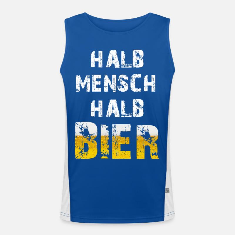 Half Man Half Beer Beer Drinker Party Saying Men's Functional Contrast Tank Top 