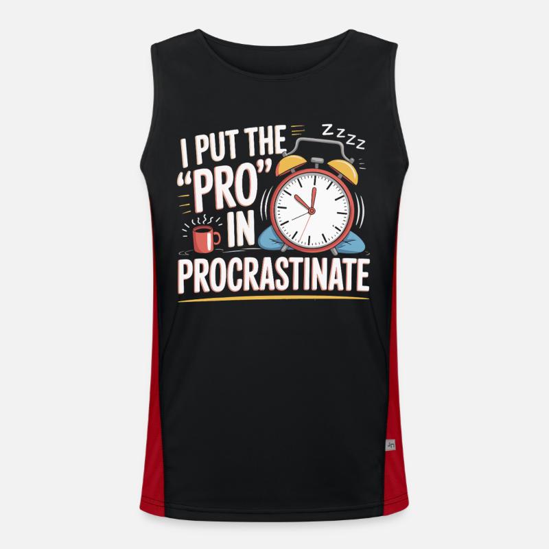 Pro in Procrastinating Clock - Men's Functional Contrast Tank Top  - black/red