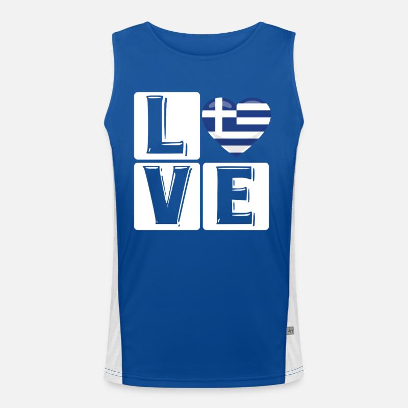 Love Greece Herzflagge Funktionelles Kontrast-Tank Top für Männer 