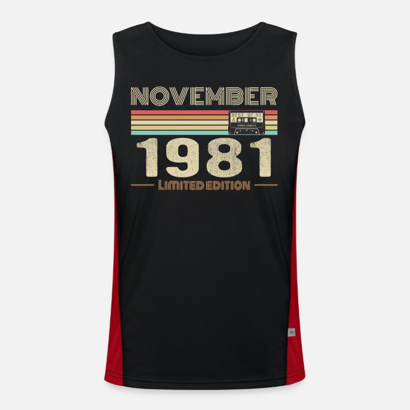November 1981 Vintage Birthday Retro Tee Débardeur respirant contrasté Homme 