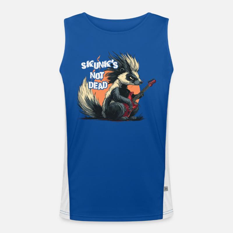 Funny punk rock skunk playing guitar Men's Functional Contrast Tank Top 