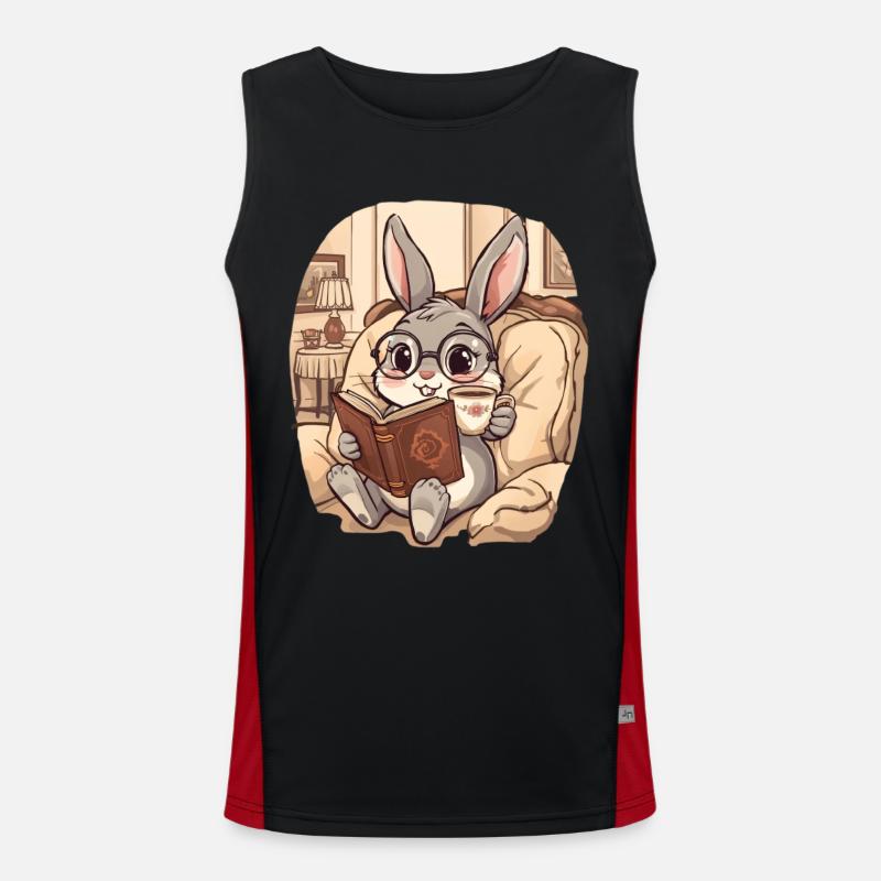 Cuddly Bunny Reading Evening - Men's Functional Contrast Tank Top  - black/red
