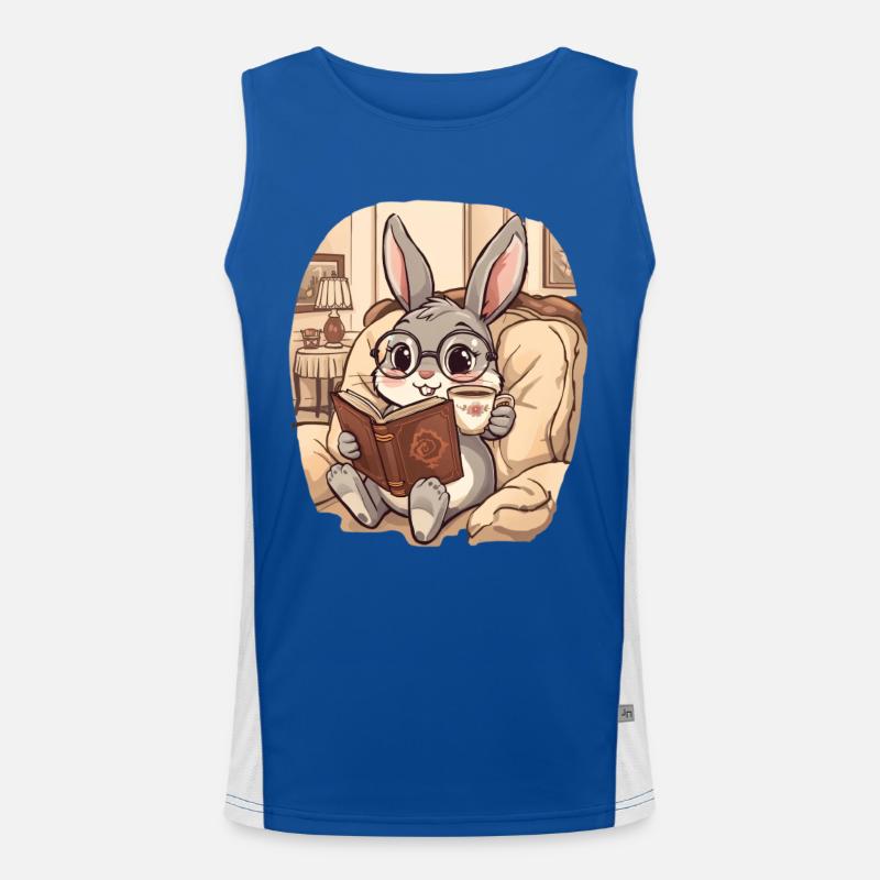 Kuschelbunny Leseabend Funktionelles Kontrast-Tank Top für Männer 