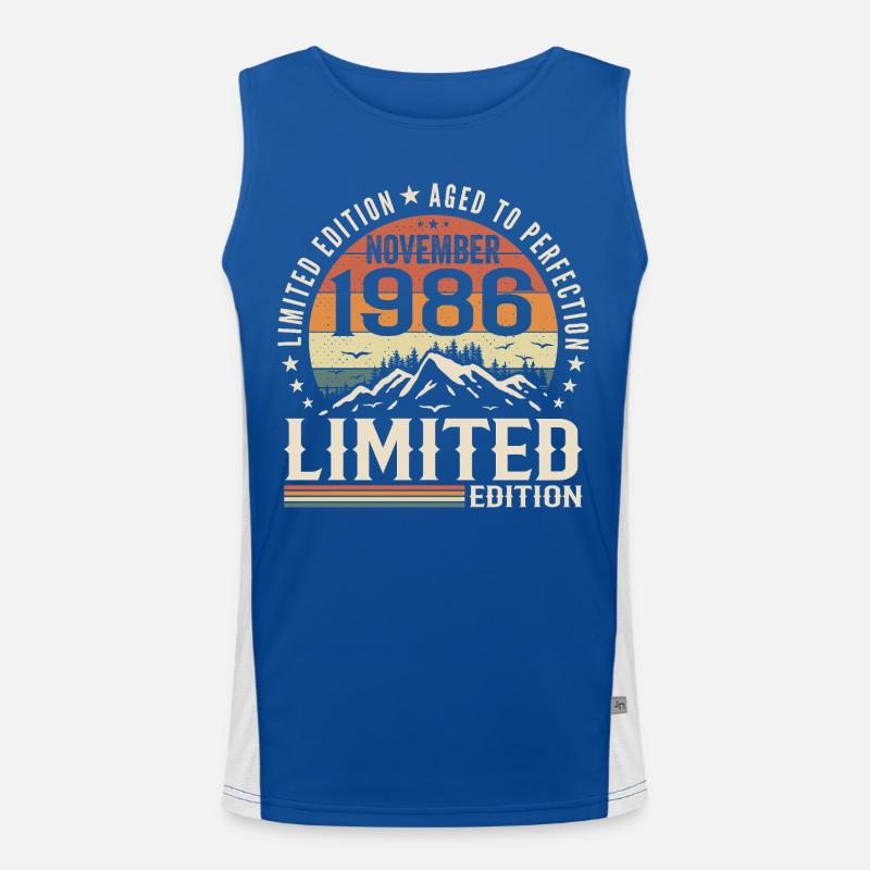 November 1986 Einzigartiger Retro-Geburtstag Funktionelles Kontrast-Tank Top für Männer 