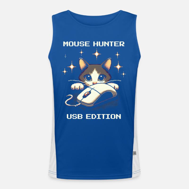 Mouse Hunter USB Edition | Cat Gaming Humor Men's Functional Contrast Tank Top 