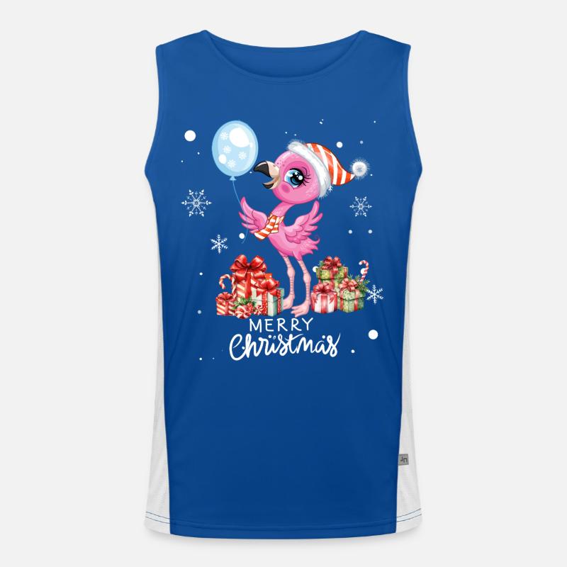 Flamingo à Noël. Cadeau de Noël Débardeur respirant contrasté Homme 