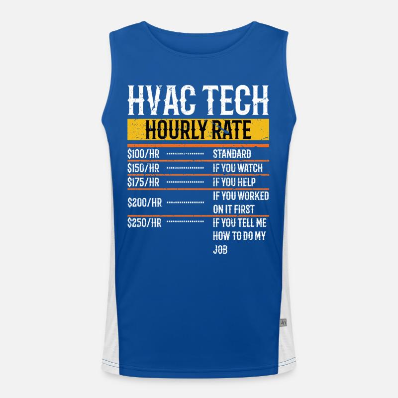 Funny HVAC Technician hourly rate Accounting CP Men's Functional Contrast Tank Top 