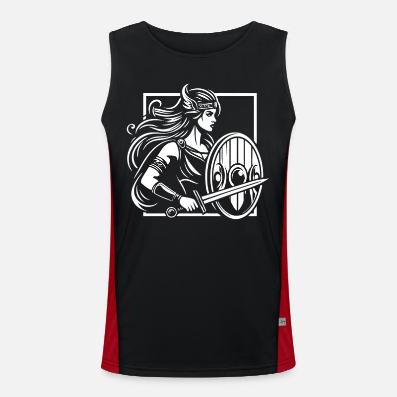 Shield Maiden Design – Strong Viking - Men's Functional Contrast Tank Top  - black/red