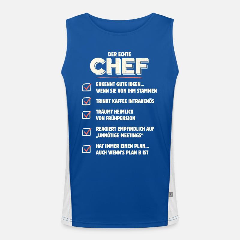 Der echte Chef – Checkliste mit Humor Funktionelles Kontrast-Tank Top für Männer 
