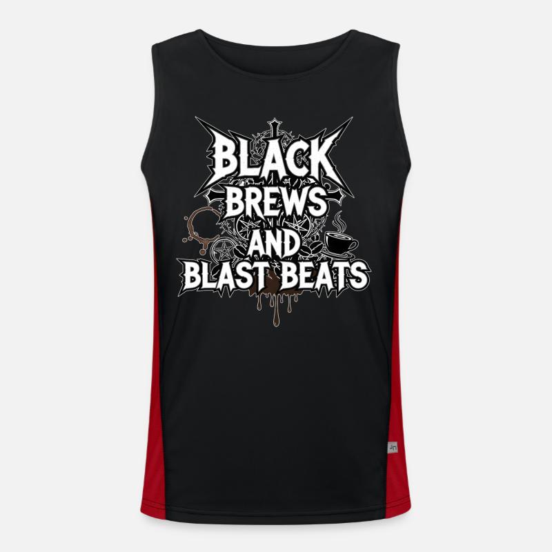 Black Brews and Blast Beats - Men's Functional Contrast Tank Top  - black/red