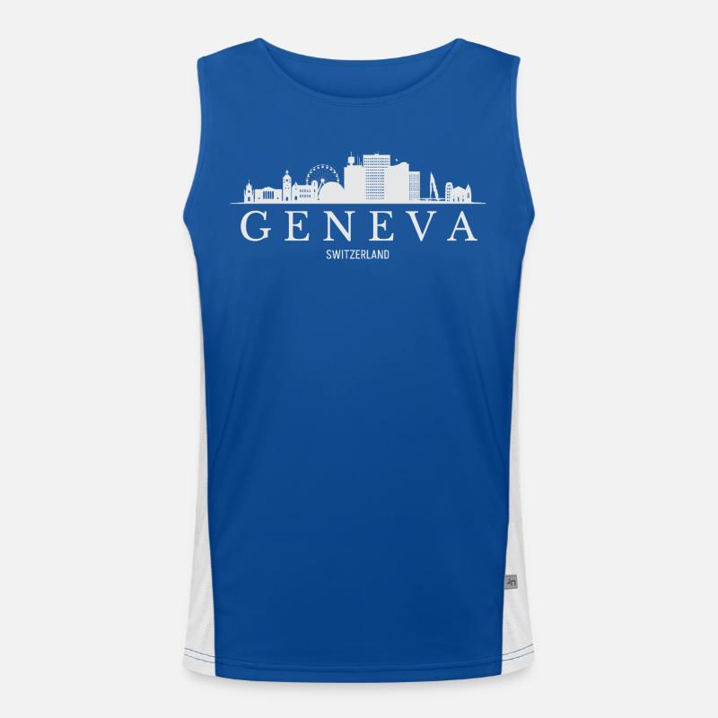 Genfer Skyline, Genf, Schweiz Funktionelles Kontrast-Tank Top für Männer 
