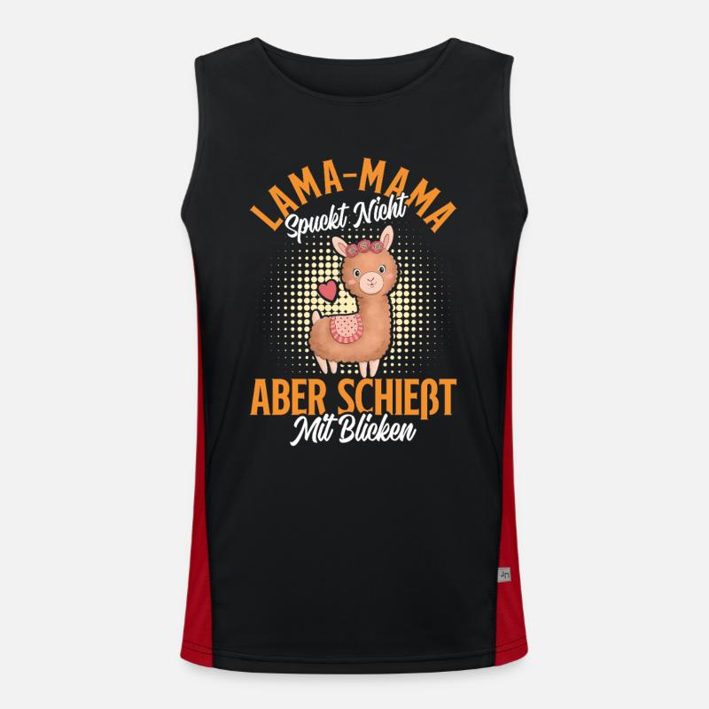 Soon mom LLAMA MOM DOESN'T SPIT LOOKS Men's Functional Contrast Tank Top 