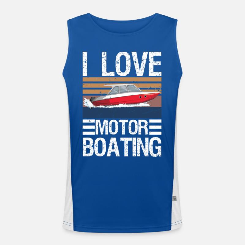 Ich liebe Motorbootfahren Motorbootfahren Lustiges Boot Funktionelles Kontrast-Tank Top für Männer 