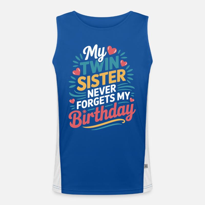 Zwillinge Zwillingsschwester Geburtstag Funktionelles Kontrast-Tank Top für Männer 