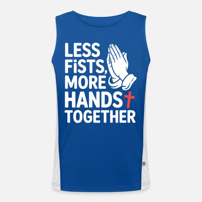 Less Fists More Hands Together Prayer Men's Functional Contrast Tank Top 