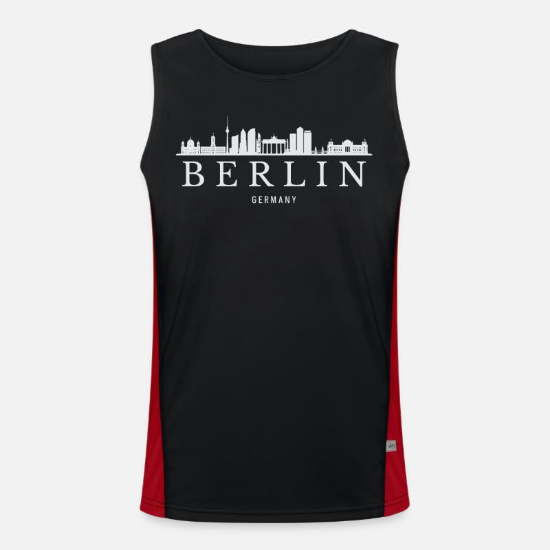 Berlin Skyline, Berlin Germany - Men's Functional Contrast Tank Top  - black/red
