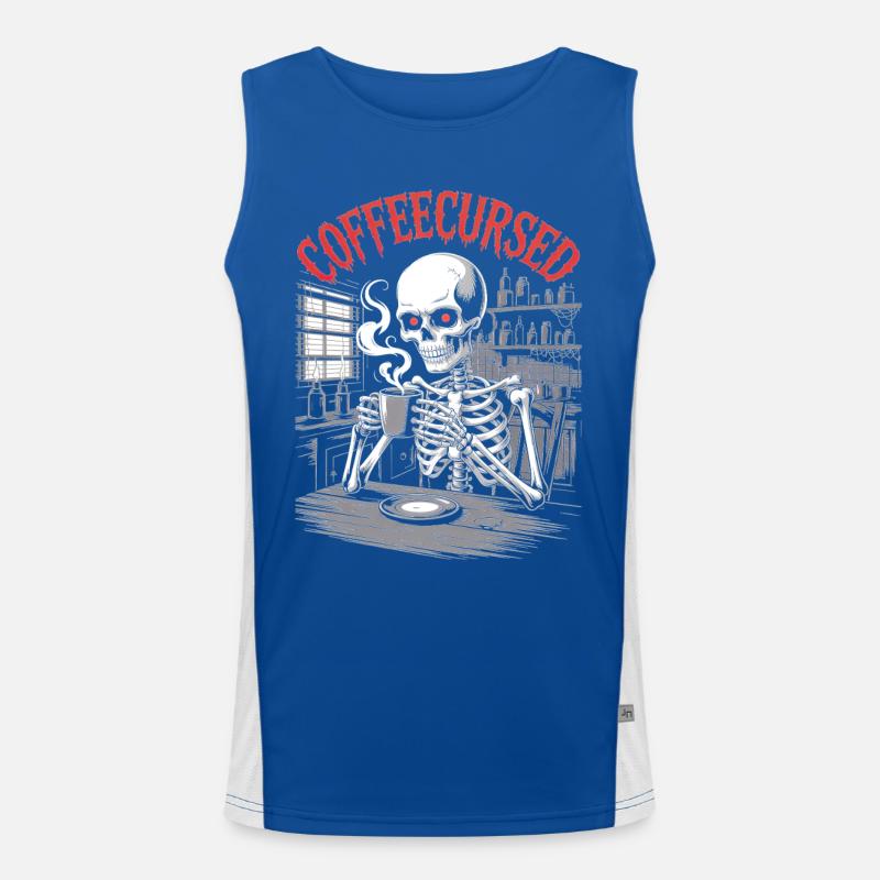Café Maudit Squelette Infusion Spooky Halloween Débardeur respirant contrasté Homme 