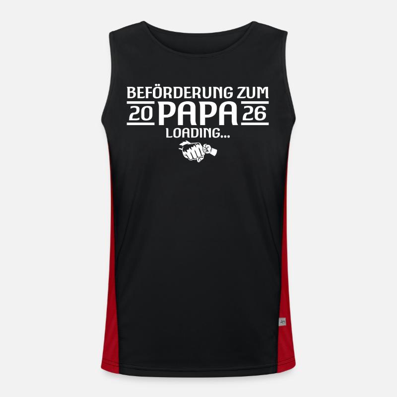 Papa 2026 loading pregnancy announcement - Men's Functional Contrast Tank Top  - black/red