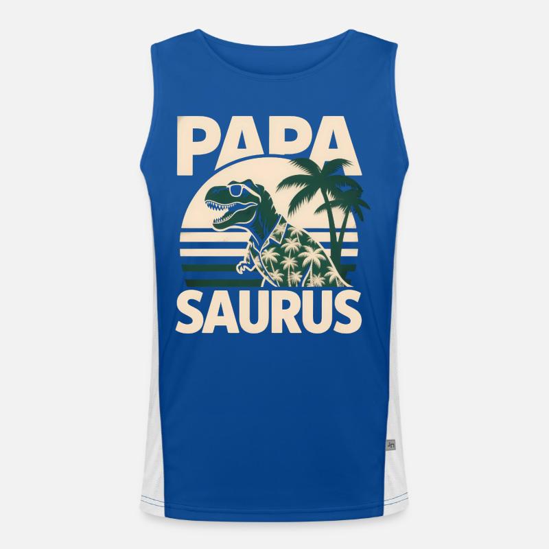 Papa Saurus Rex Dinosaurier Vatertag Geschenk Funktionelles Kontrast-Tank Top für Männer 
