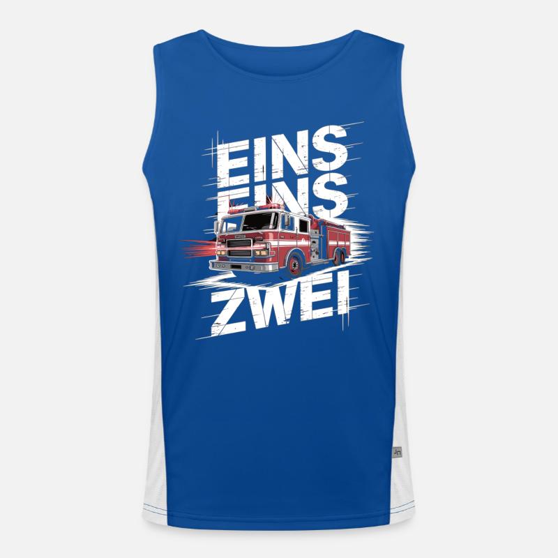 Fire Brigade Saying – 112 Emergency Call Hero in Action Men's Functional Contrast Tank Top 