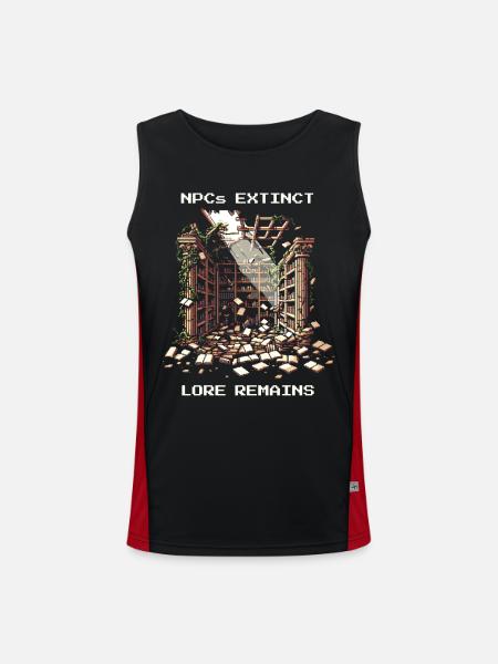 NPCs gone, lore stays | Post-apocalyptic - Men's Functional Contrast Tank Top - black/red