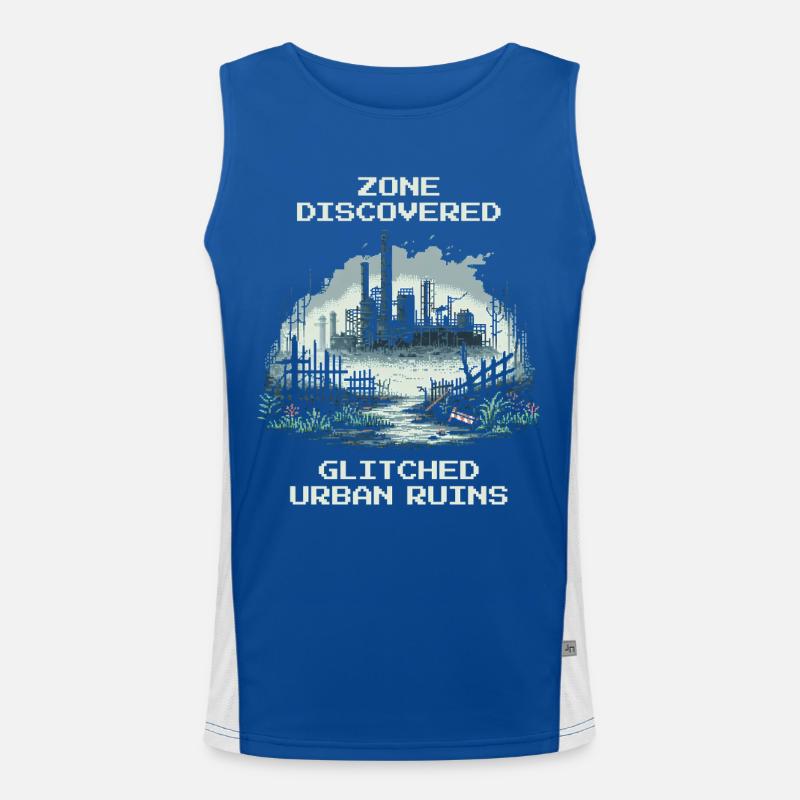 Zone entdeckt: Verbuggte Stadt-Ruinen Funktionelles Kontrast-Tank Top für Männer 