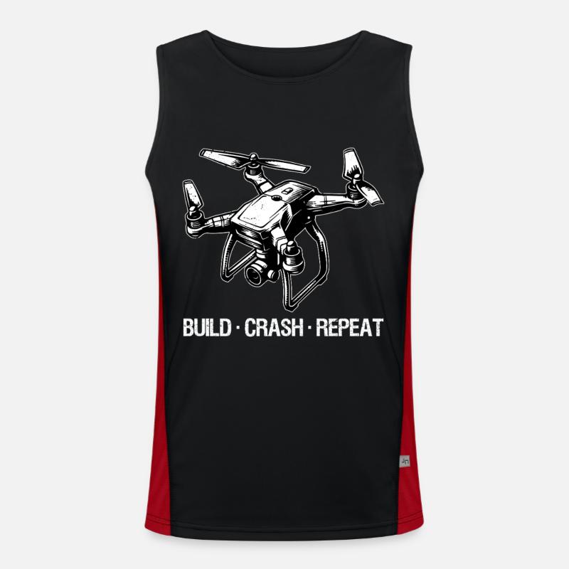 Drone Build Crash Repeat Gift - Men's Functional Contrast Tank Top  - black/red