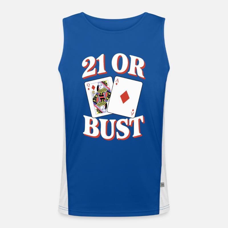 21 Oder Bust Poker Kartendesign Funktionelles Kontrast-Tank Top für Männer 