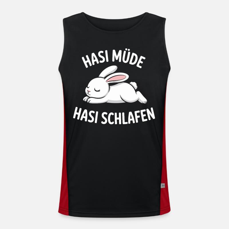 Bunny Tired Bunny Sleeping - Men's Functional Contrast Tank Top - black/red