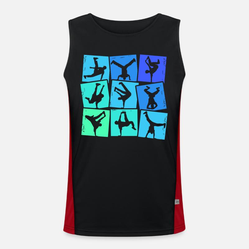 Breakdance Breakdancer Breakdancing Kids Boys - Men's Functional Contrast Tank Top  - black/red