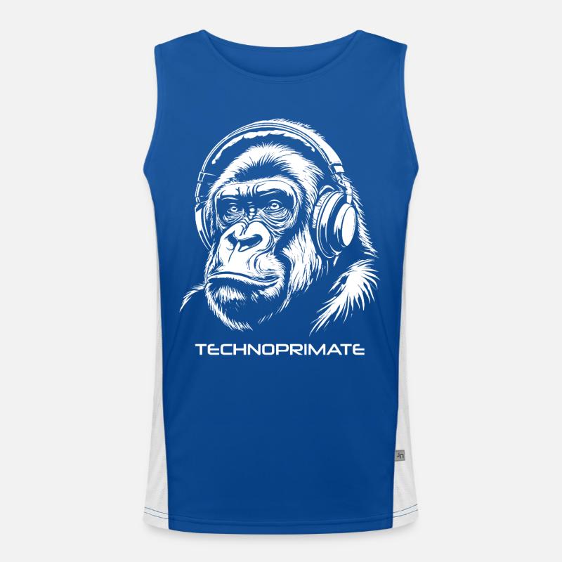 Techno Primate Casque Ape Art #3 Blanc Débardeur respirant contrasté Homme 