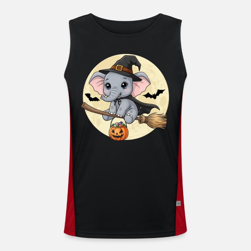 Cute Elephant Witch Halloween - Men's Functional Contrast Tank Top  - black/red