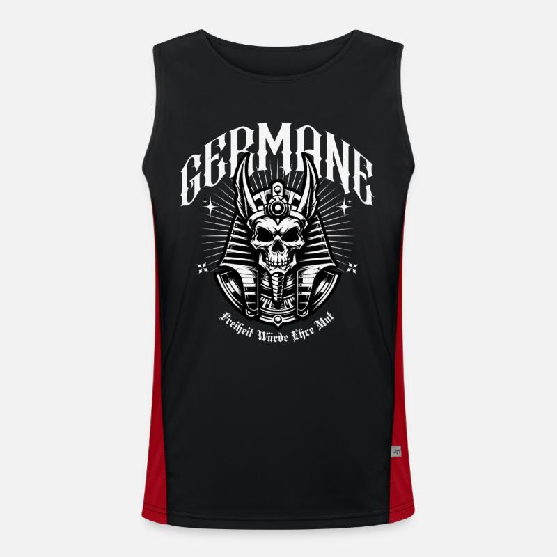 Crowns Skull Warrior Germanic - Men's Functional Contrast Tank Top  - black/red