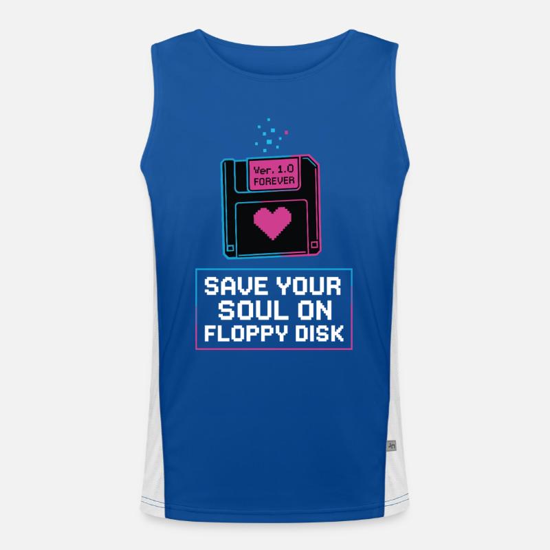 Speichere Deine Seele Auf Floppy Disk Funktionelles Kontrast-Tank Top für Männer 