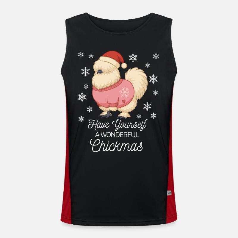 Silk Chicken Christmas Silk Chickens Lover - Men's Functional Contrast Tank Top  - black/red